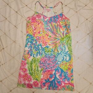 Lilly Pulitzer Lovers Coral Print Dress | Tropical Spaghetti Strap | XS GUC